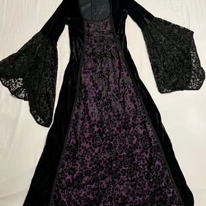 Lip Service Goth Dress Black Lace & Purple